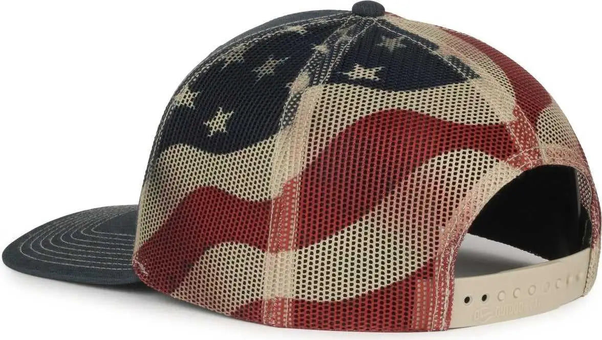 OC Sports OC771PM Mesh Back Mexican Flag Cap - Ln Heathered Navy Tan - Tan / OSFM