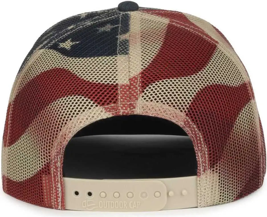 OC Sports OC771PM Mesh Back Mexican Flag Cap - Ln Heathered Navy Tan - Tan / OSFM