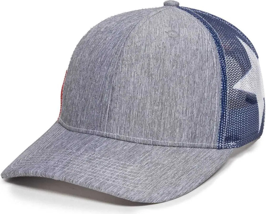 OC Sports OC771PM Mesh Back Texas Flag Cap - LN Heathered Gray TX - Gray / 6 7/8’’ - 7 1/2’’
