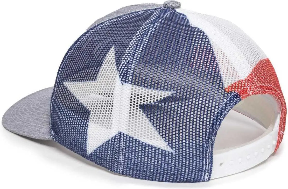 OC Sports OC771PM Mesh Back Texas Flag Cap - LN Heathered Gray TX - Gray / 6 7/8’’ - 7 1/2’’