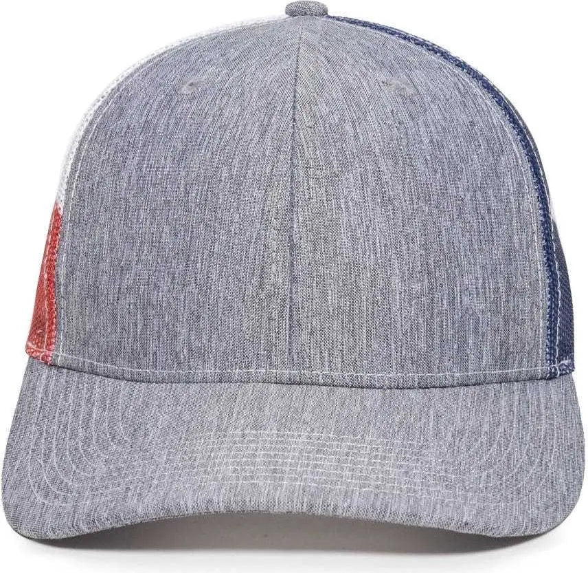 OC Sports OC771PM Mesh Back Texas Flag Cap - LN Heathered Gray TX - Gray / 6 7/8’’ - 7 1/2’’
