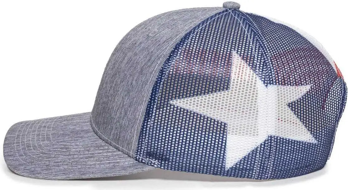 OC Sports OC771PM Mesh Back Texas Flag Cap - LN Heathered Gray TX - Gray / 6 7/8’’ - 7 1/2’’