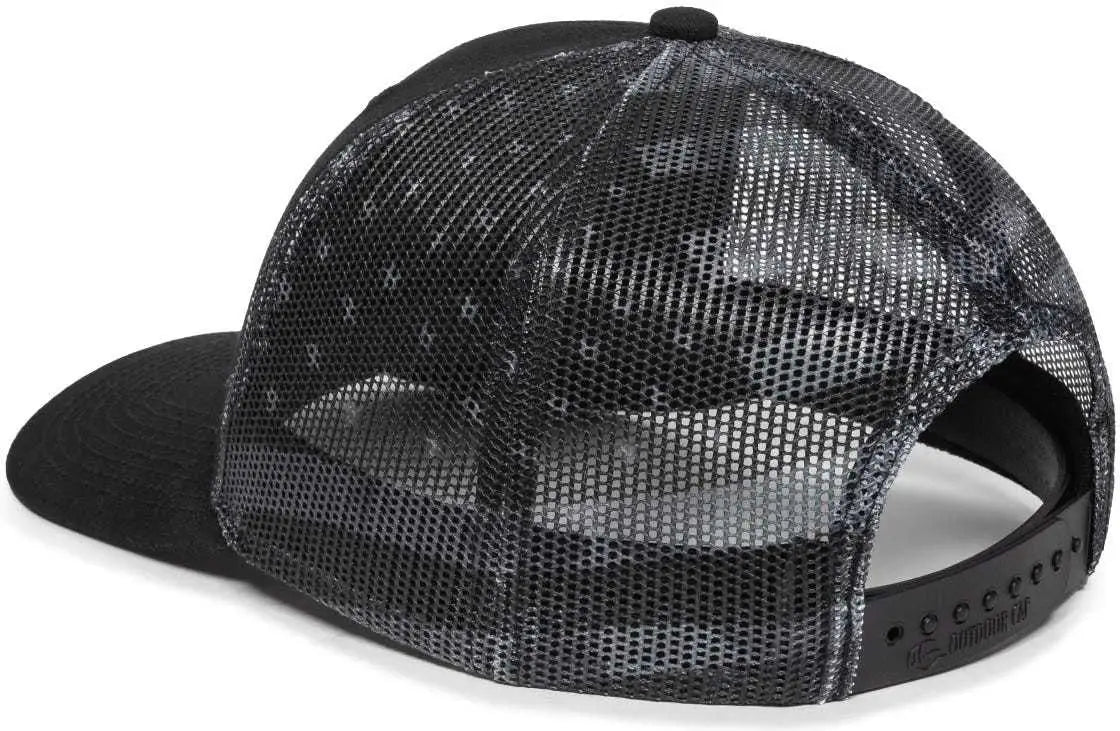 OC Sports OC771PM Mesh Back USA Flag Cap - Black Black USA - Black / 6 7/8’’ - 7 1/2’’