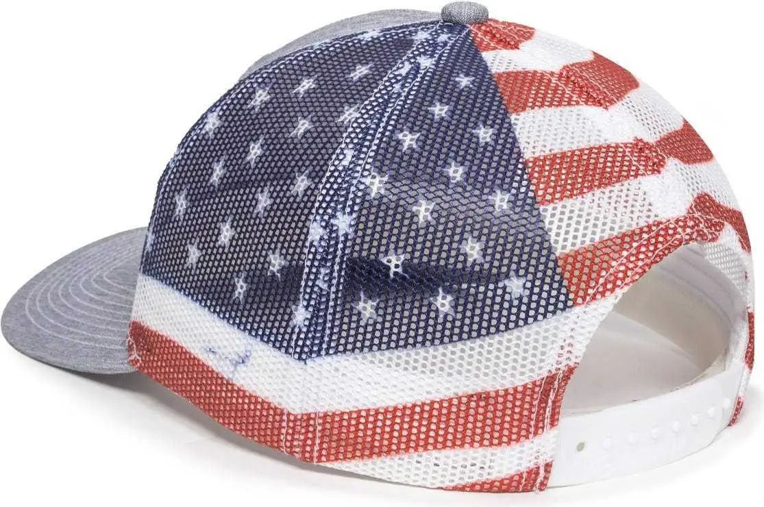 OC Sports OC771PM Mesh Back USA Flag Cap - LN Heathered Gray USA - Gray / 6 7/8’’ - 7 1/2’’