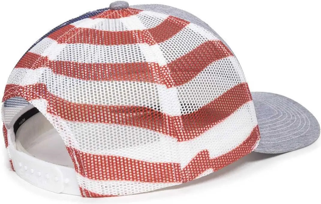 OC Sports OC771PM Mesh Back USA Flag Cap - LN Heathered Gray USA - Gray / 6 7/8’’ - 7 1/2’’