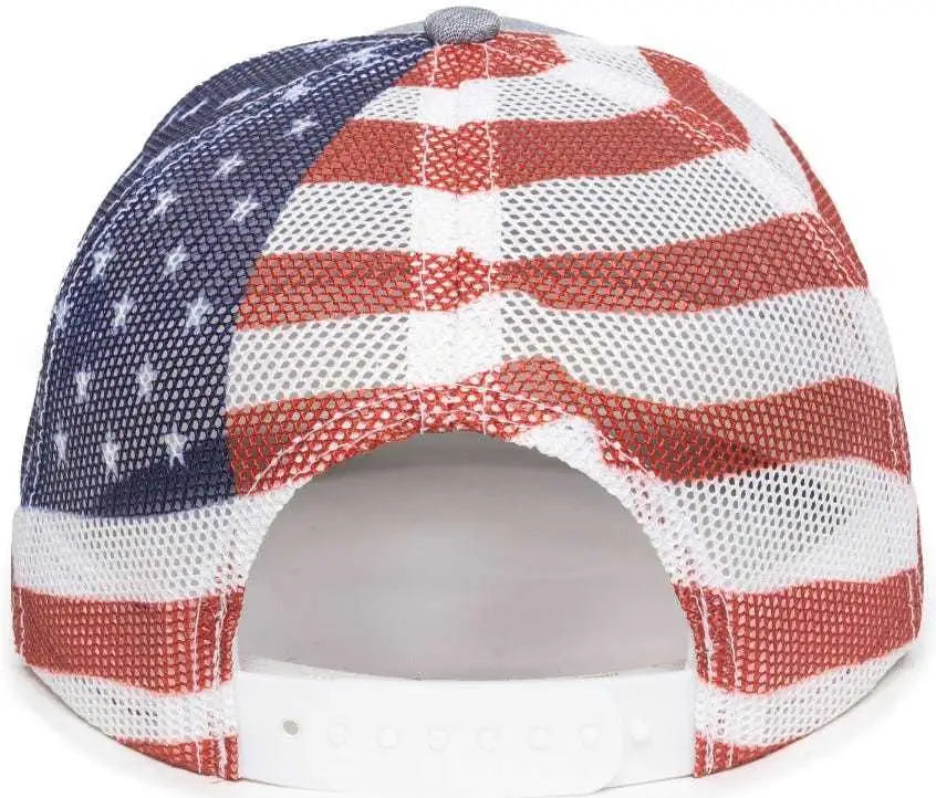 OC Sports OC771PM Mesh Back USA Flag Cap - LN Heathered Gray USA - Gray / 6 7/8’’ - 7 1/2’’