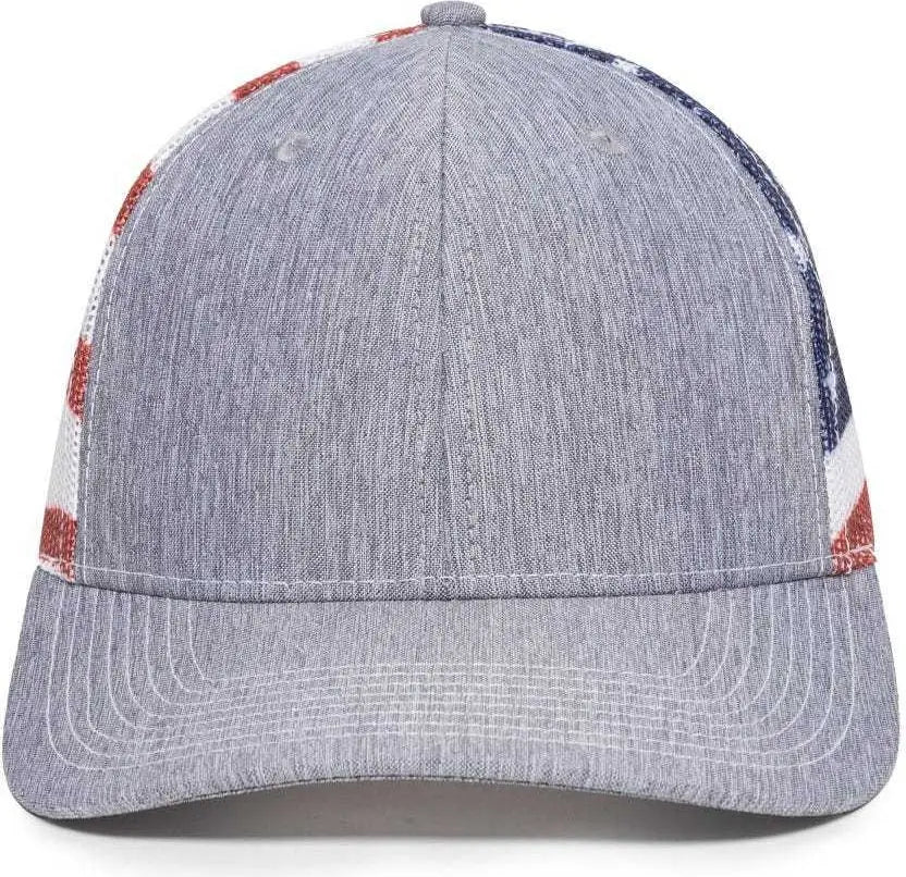 OC Sports OC771PM Mesh Back USA Flag Cap - LN Heathered Gray USA - Gray / 6 7/8’’ - 7 1/2’’