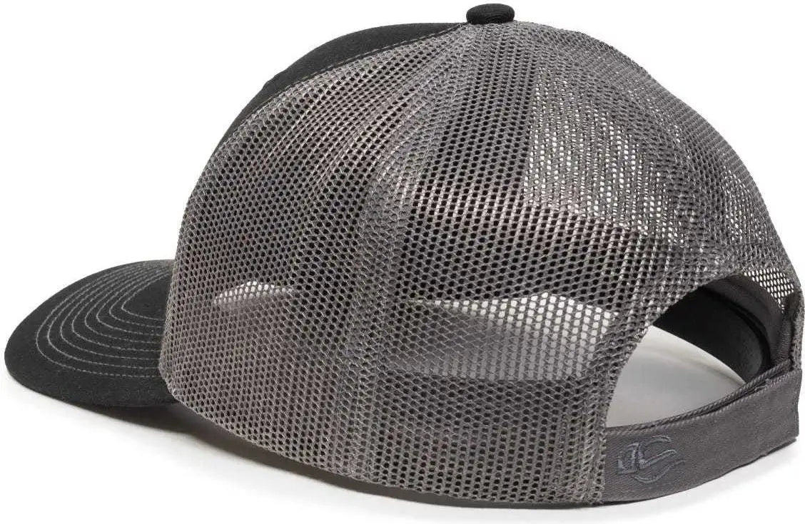 OC Sports OC771V Adjustable Mesh Back Cap - Black Charcoal - Black Dark Gray / 6 7/8’’ - 7 1/2’’