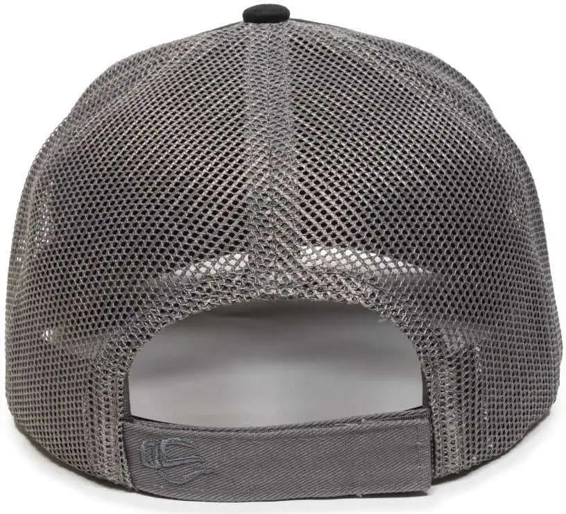 OC Sports OC771V Adjustable Mesh Back Cap - Black Charcoal - Black Dark Gray / 6 7/8’’ - 7 1/2’’