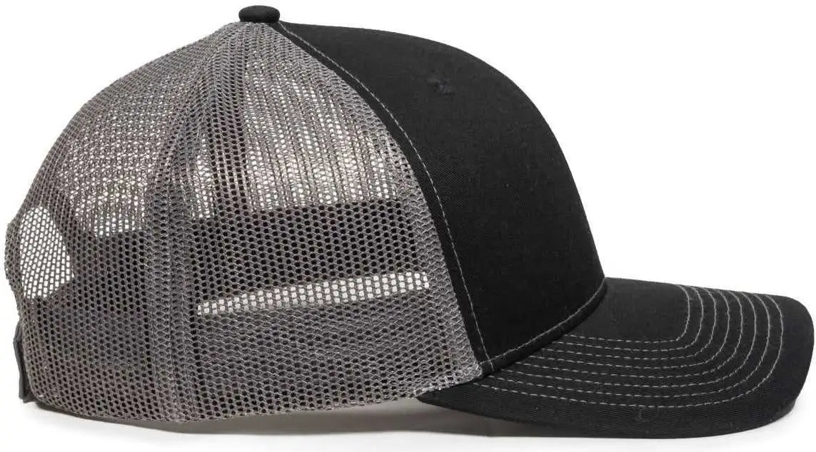 OC Sports OC771V Adjustable Mesh Back Cap - Black Charcoal - Black Dark Gray / 6 7/8’’ - 7 1/2’’