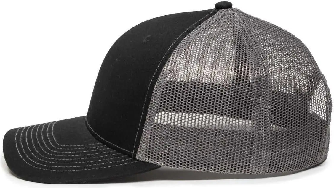 OC Sports OC771V Adjustable Mesh Back Cap - Black Charcoal - Black Dark Gray / 6 7/8’’ - 7 1/2’’