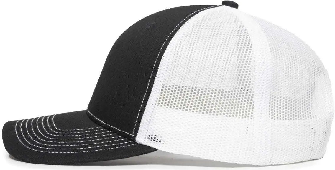 OC Sports OC771V Adjustable Mesh Back Cap - Black White - Black White / 6 7/8’’ - 7 1/2’’
