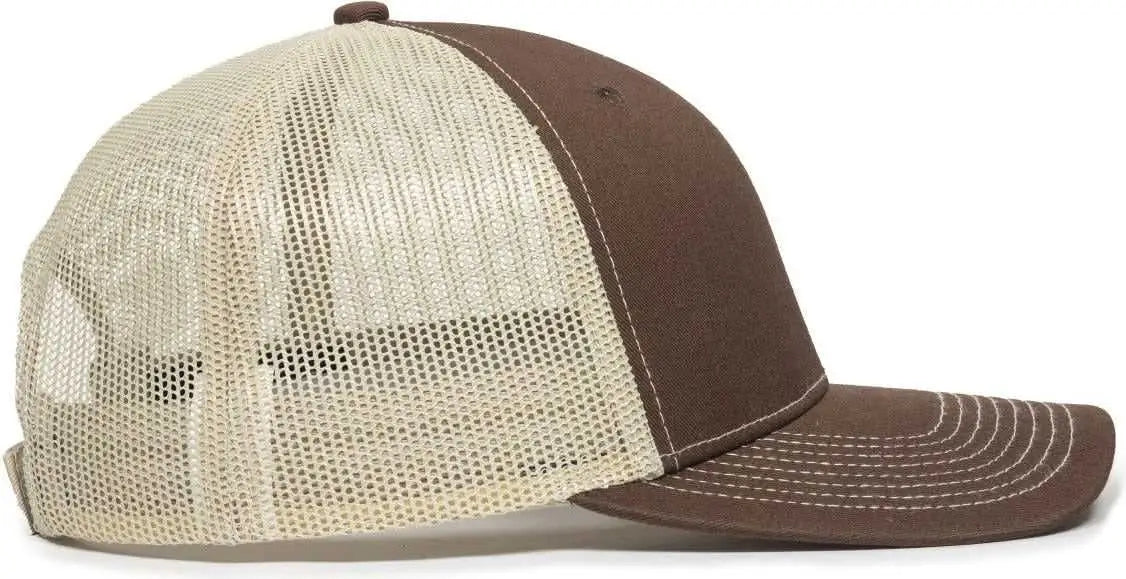 OC Sports OC771V Adjustable Mesh Back Cap - Brown Khaki - Brown Khaki / 6 7/8’’ - 7 1/2’’