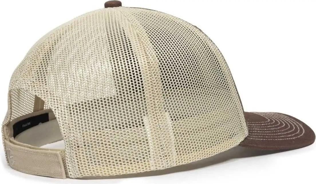OC Sports OC771V Adjustable Mesh Back Cap - Brown Khaki - Brown Khaki / 6 7/8’’ - 7 1/2’’