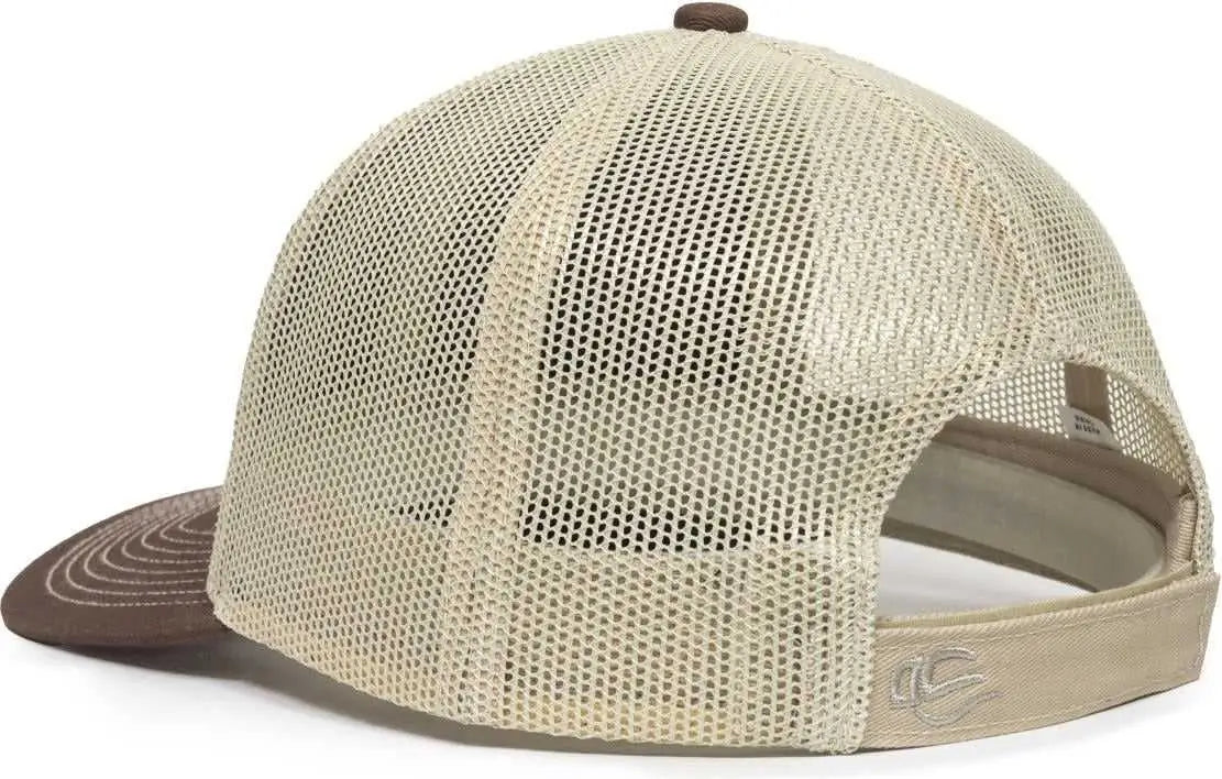 OC Sports OC771V Adjustable Mesh Back Cap - Brown Khaki - Brown Khaki / 6 7/8’’ - 7 1/2’’