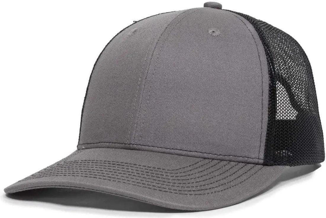 OC Sports OC771V Adjustable Mesh Back Cap - Charcoal Black - Dark Gray Black / 6 7/8’’ - 7 1/2’’