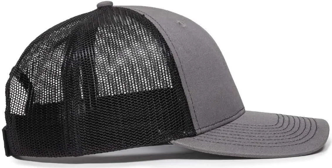 OC Sports OC771V Adjustable Mesh Back Cap - Charcoal Black - Dark Gray Black / 6 7/8’’ - 7 1/2’’