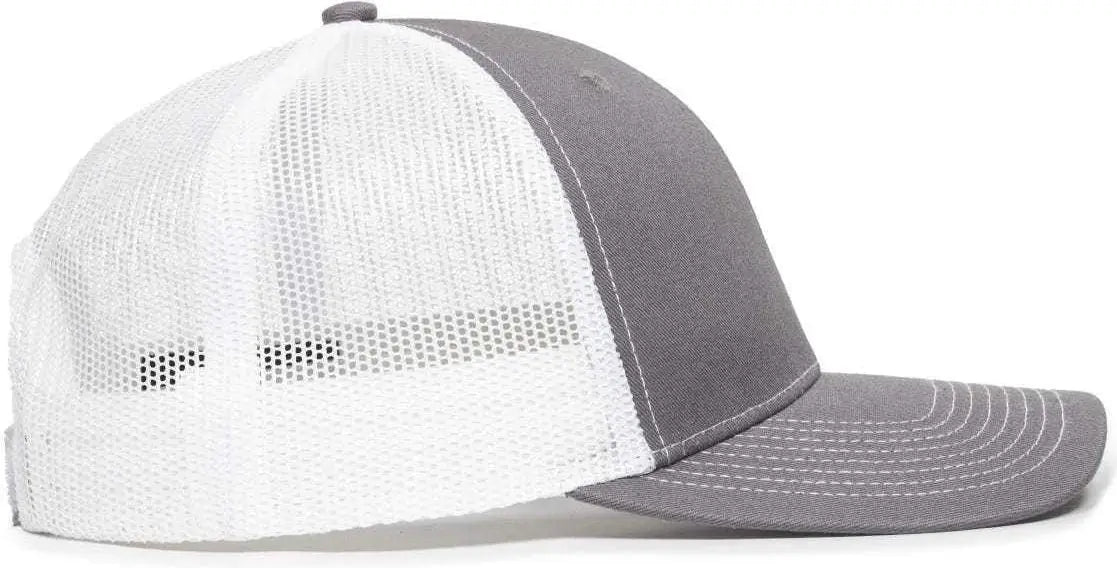 OC Sports OC771V Adjustable Mesh Back Cap - Charcoal White - Dark Gray White / 6 7/8’’ - 7 1/2’’
