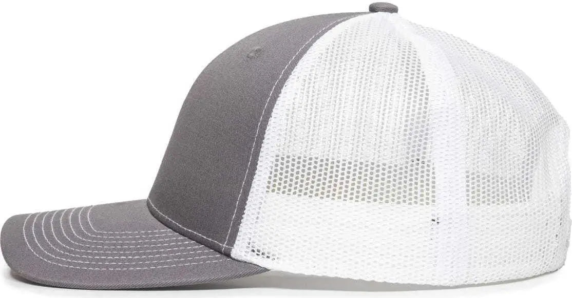 OC Sports OC771V Adjustable Mesh Back Cap - Charcoal White - Dark Gray White / 6 7/8’’ - 7 1/2’’