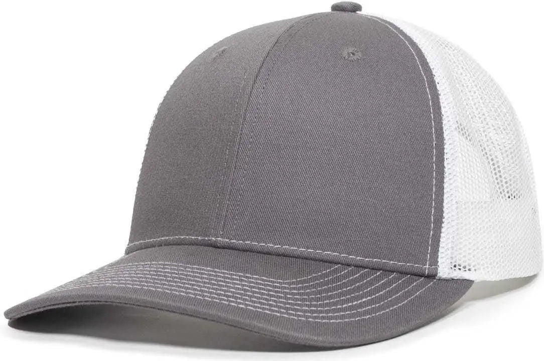 OC Sports OC771V Adjustable Mesh Back Cap - Charcoal White - Dark Gray White / 6 7/8’’ - 7 1/2’’
