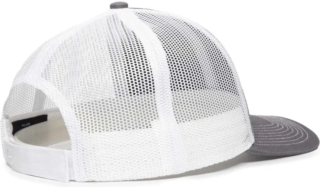 OC Sports OC771V Adjustable Mesh Back Cap - Charcoal White - Dark Gray White / 6 7/8’’ - 7 1/2’’