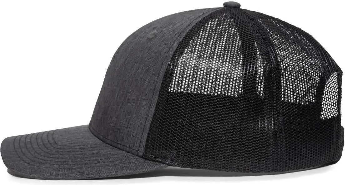 OC Sports OC771V Adjustable Mesh Back Cap - Heathered Charcoal Black - Dark Gray Black / 6 7/8’’ - 7 1/2’’