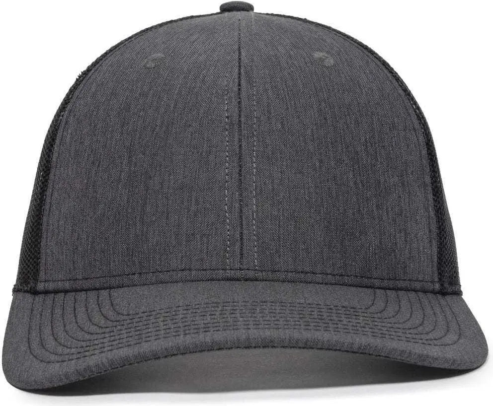 OC Sports OC771V Adjustable Mesh Back Cap - Heathered Charcoal Black - Dark Gray Black / 6 7/8’’ - 7 1/2’’