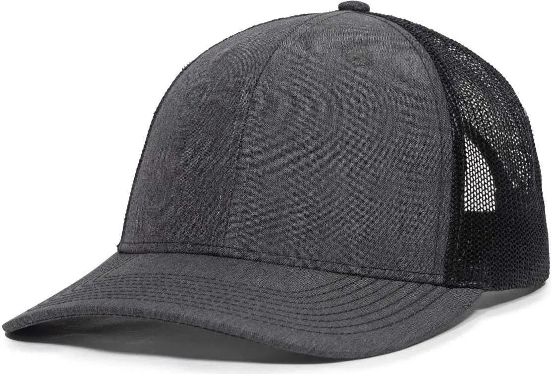 OC Sports OC771V Adjustable Mesh Back Cap - Heathered Charcoal Black - Dark Gray Black / 6 7/8’’ - 7 1/2’’
