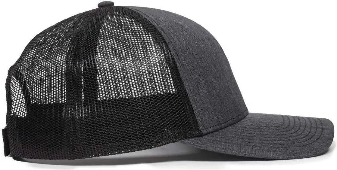 OC Sports OC771V Adjustable Mesh Back Cap - Heathered Charcoal Black - Dark Gray Black / 6 7/8’’ - 7 1/2’’