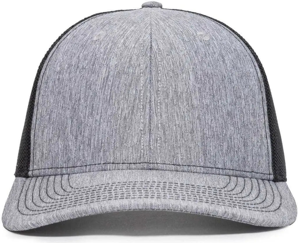OC Sports OC771V Adjustable Mesh Back Cap - Heathered Gray Black - Gray Black / 6 7/8’’ - 7 1/2’’