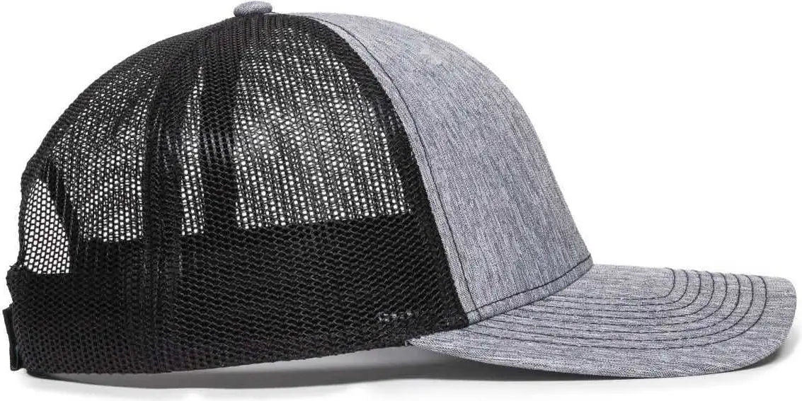 OC Sports OC771V Adjustable Mesh Back Cap - Heathered Gray Black - Gray Black / 6 7/8’’ - 7 1/2’’