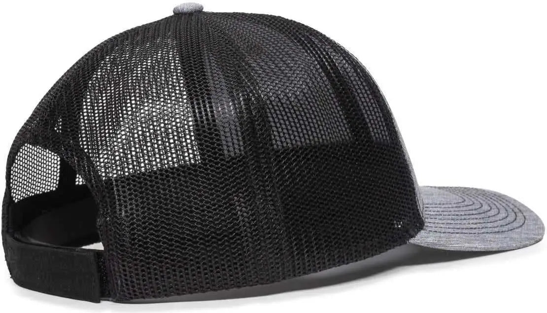 OC Sports OC771V Adjustable Mesh Back Cap - Heathered Gray Black - Gray Black / 6 7/8’’ - 7 1/2’’