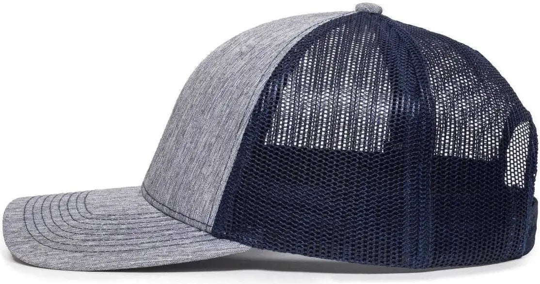 OC Sports OC771V Adjustable Mesh Back Cap - Heathered Gray Navy - Gray Navy / 6 7/8’’ - 7 1/2’’