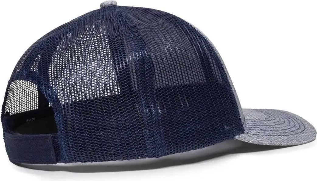 OC Sports OC771V Adjustable Mesh Back Cap - Heathered Gray Navy - Gray Navy / 6 7/8’’ - 7 1/2’’
