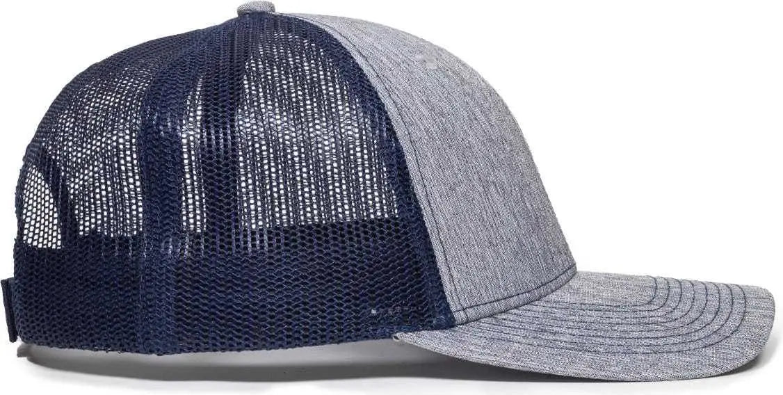OC Sports OC771V Adjustable Mesh Back Cap - Heathered Gray Navy - Gray Navy / 6 7/8’’ - 7 1/2’’