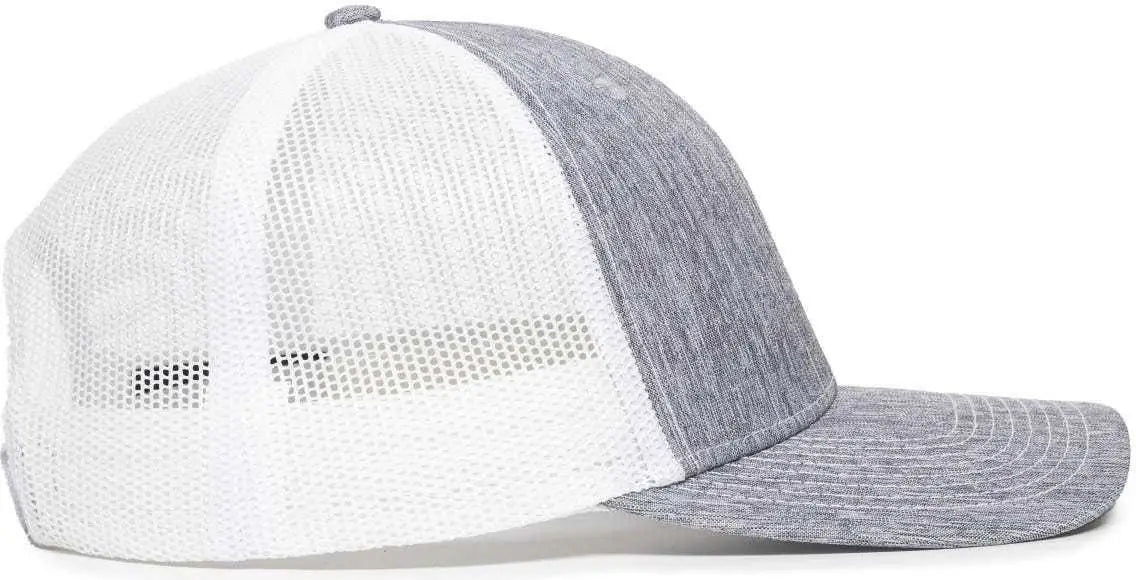 OC Sports OC771V Adjustable Mesh Back Cap - Heathered Gray White - Gray White / 6 7/8’’ - 7 1/2’’