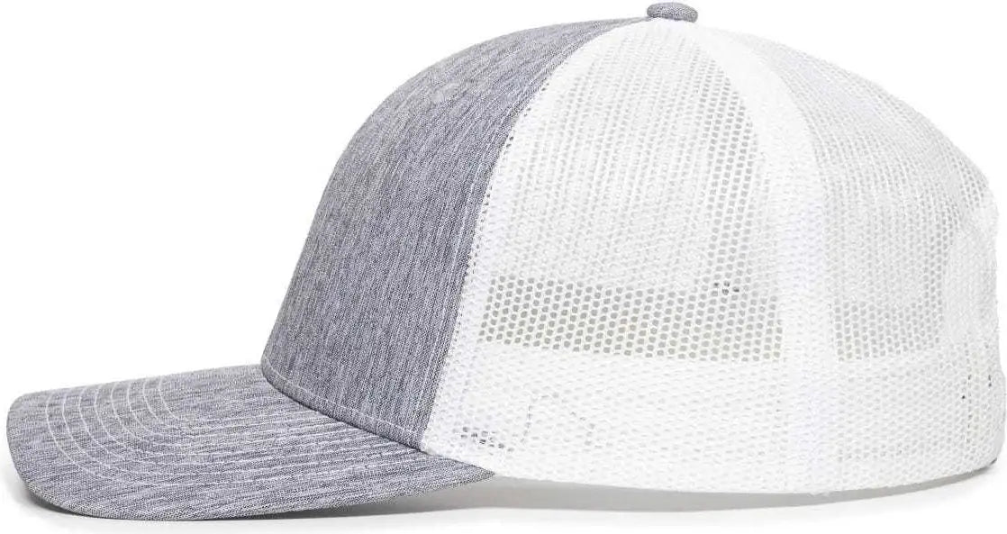 OC Sports OC771V Adjustable Mesh Back Cap - Heathered Gray White - Gray White / 6 7/8’’ - 7 1/2’’