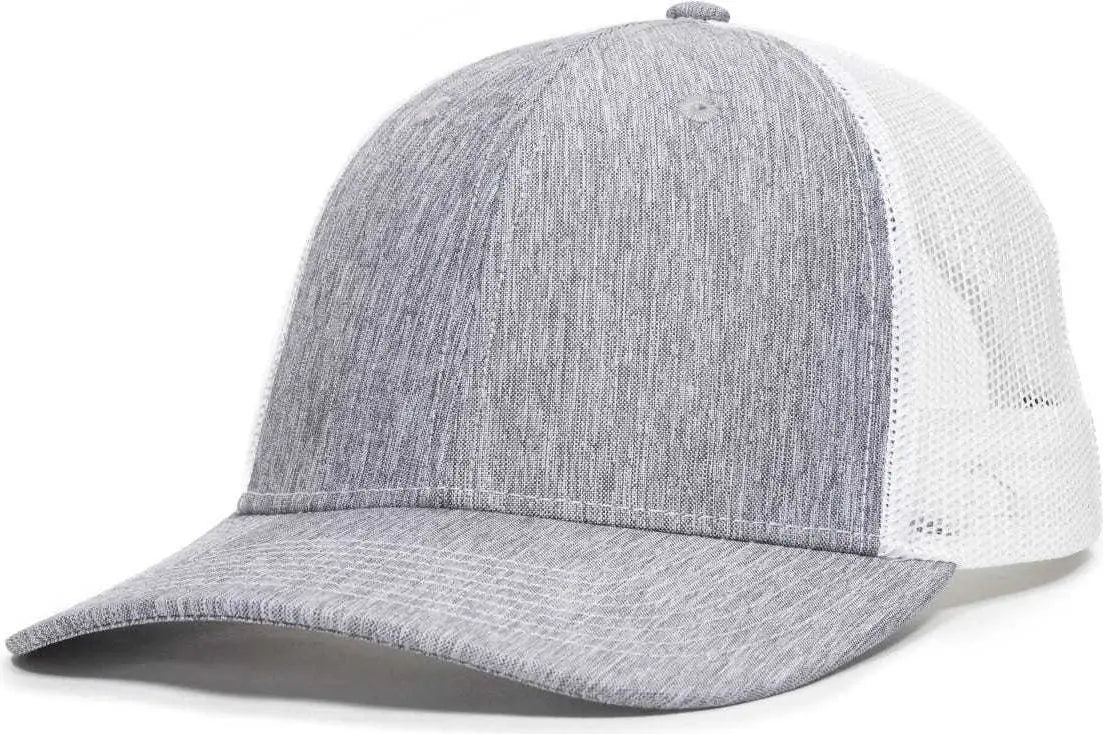 OC Sports OC771V Adjustable Mesh Back Cap - Heathered Gray White - Gray White / 6 7/8’’ - 7 1/2’’