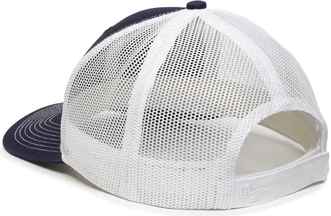 OC Sports OC771V Adjustable Mesh Back Cap - Navy White - Navy White / 6 7/8’’ - 7 1/2’’