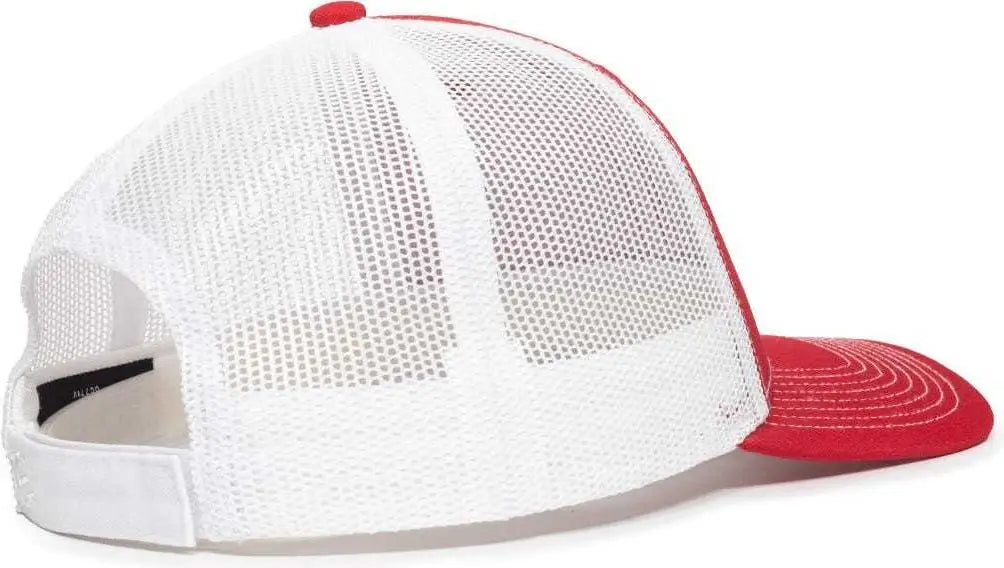 OC Sports OC771V Adjustable Mesh Back Cap - Red White - Red White / 6 7/8’’ - 7 1/2’’