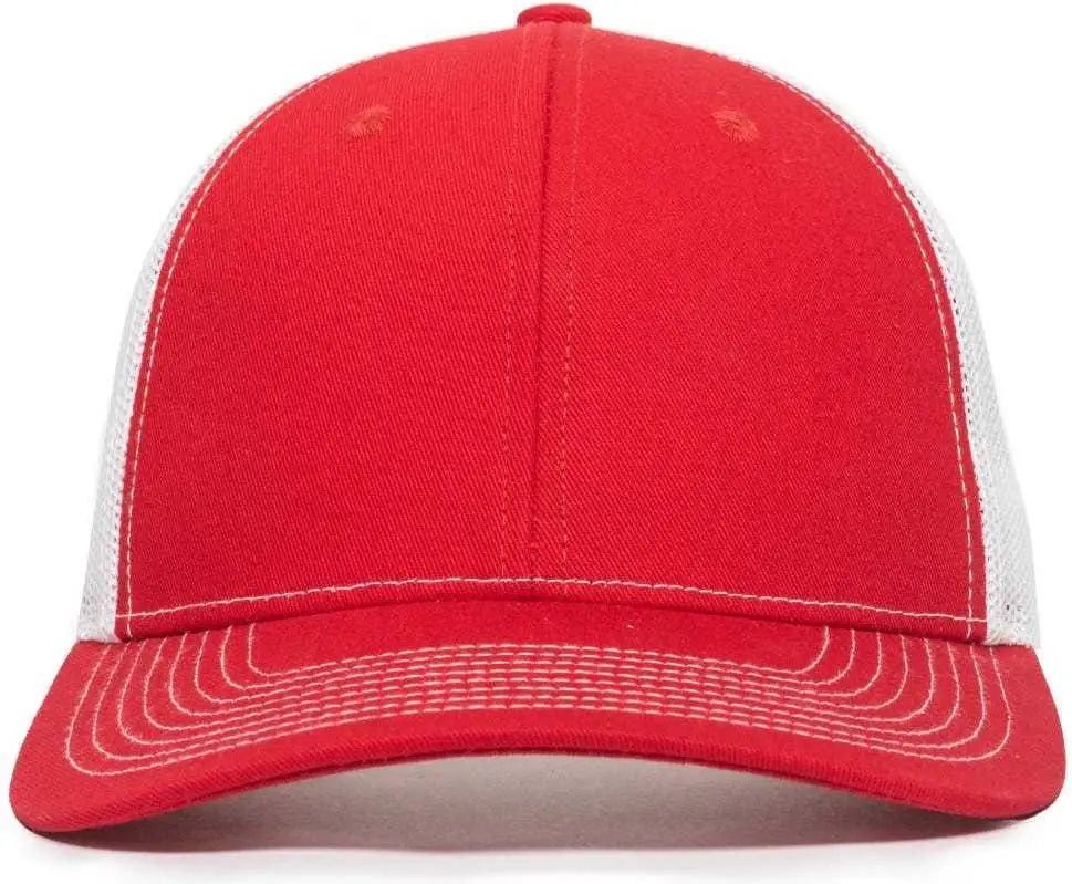 OC Sports OC771V Adjustable Mesh Back Cap - Red White - Red White / 6 7/8’’ - 7 1/2’’