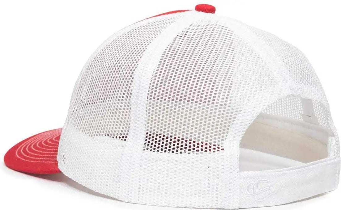 OC Sports OC771V Adjustable Mesh Back Cap - Red White - Red White / 6 7/8’’ - 7 1/2’’