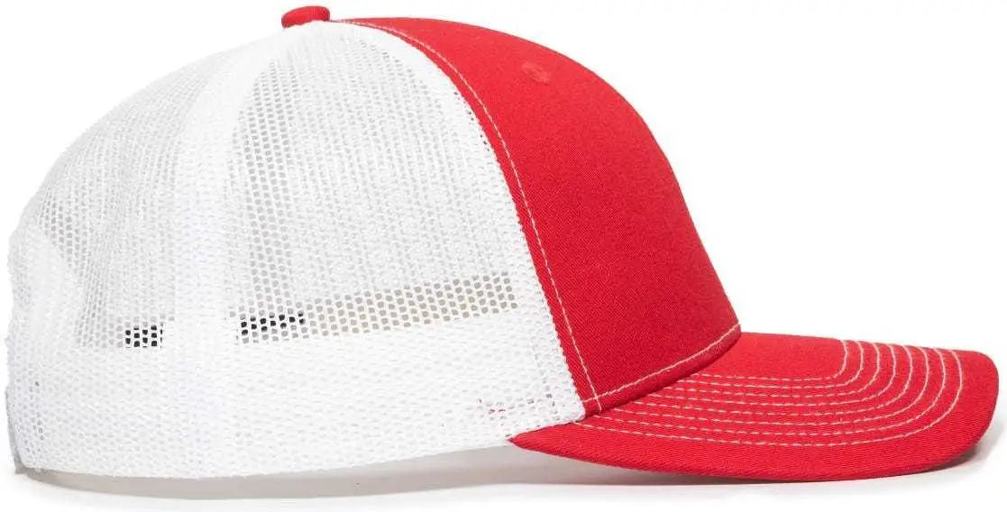 OC Sports OC771V Adjustable Mesh Back Cap - Red White - Red White / 6 7/8’’ - 7 1/2’’