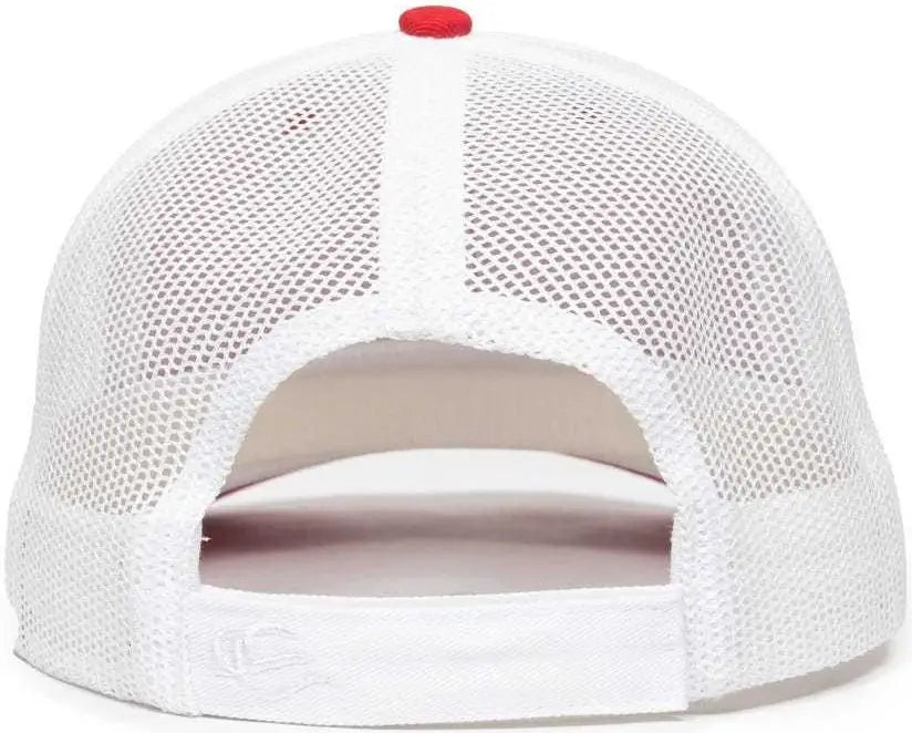OC Sports OC771V Adjustable Mesh Back Cap - Red White - Red White / 6 7/8’’ - 7 1/2’’
