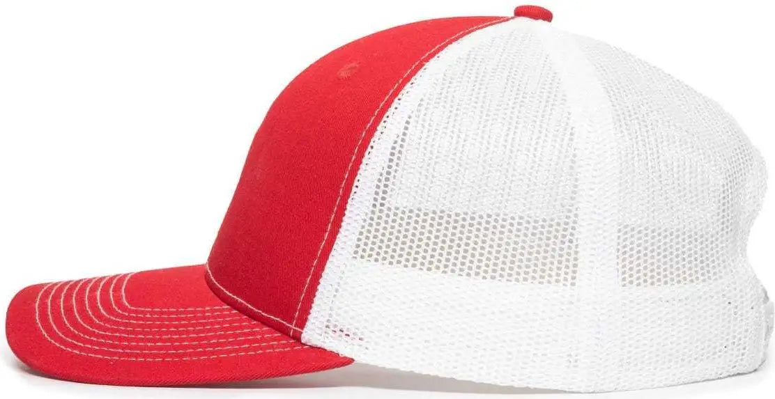 OC Sports OC771V Adjustable Mesh Back Cap - Red White - Red White / 6 7/8’’ - 7 1/2’’