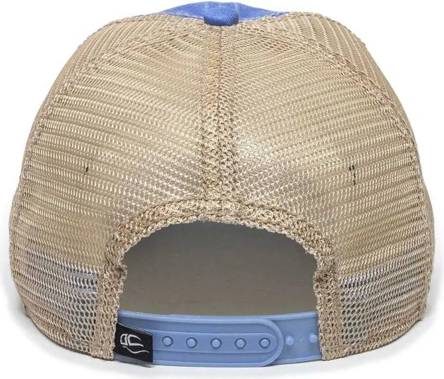 OC Sports OC801 Washed Adjustable Tea-Stained Mesh Back Panels Cap - Bahama Blue Tea Stain - Blue Ivory / 6 7/8’’ - 7