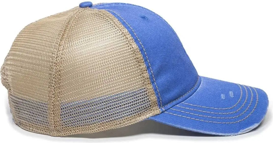 OC Sports OC801 Washed Adjustable Tea-Stained Mesh Back Panels Cap - Bahama Blue Tea Stain - Blue Ivory / 6 7/8’’ - 7
