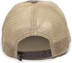 OC Sports OC801 Washed Adjustable Tea-Stained Mesh Back Panels Cap - Brown Tea Stain - Brown Ivory / 6 7/8’’ - 7 1/2’’