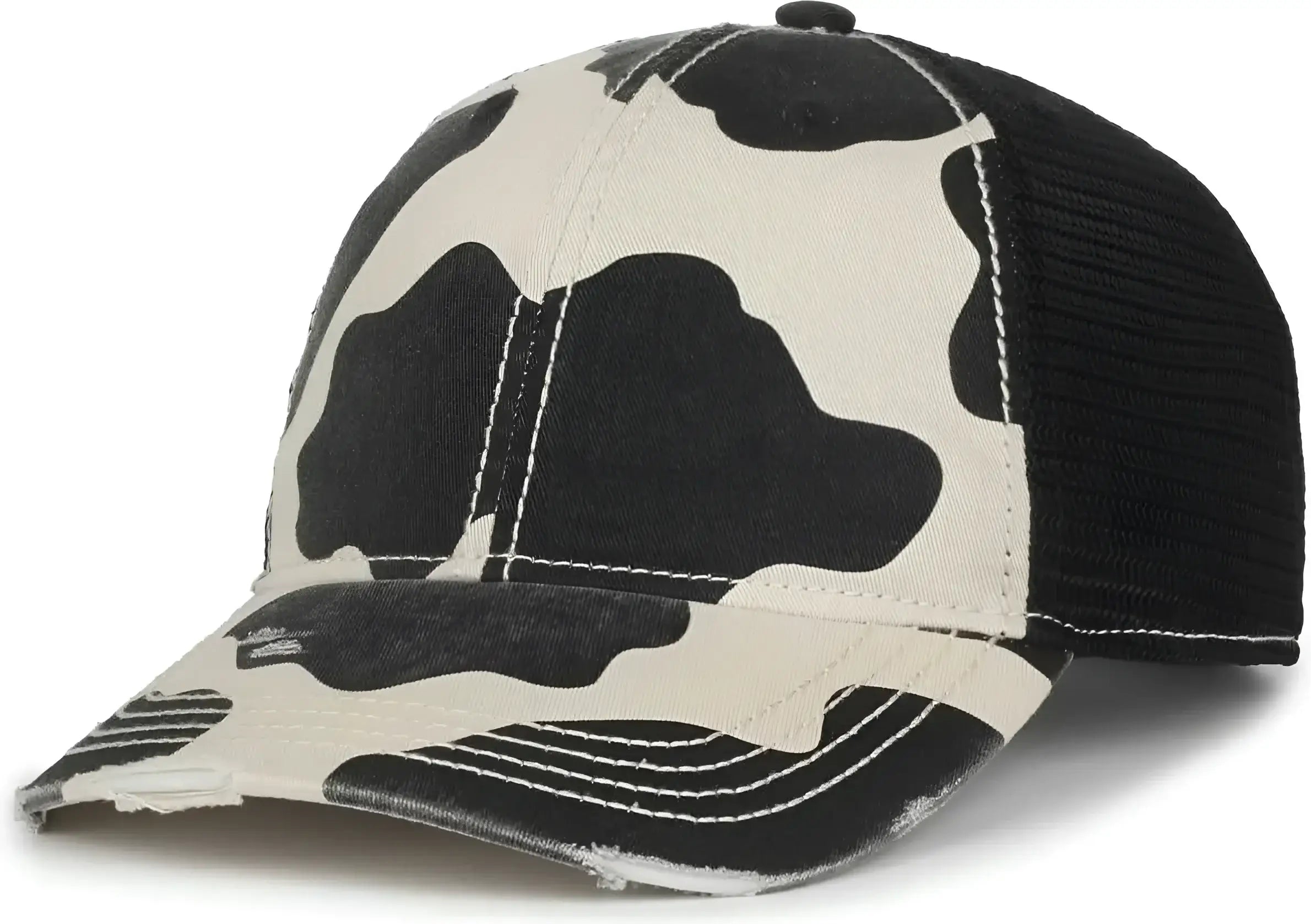 OC Sports OC801P Pattern on Front Panels and Visor Cap - Holstein Black - Black / OSFM