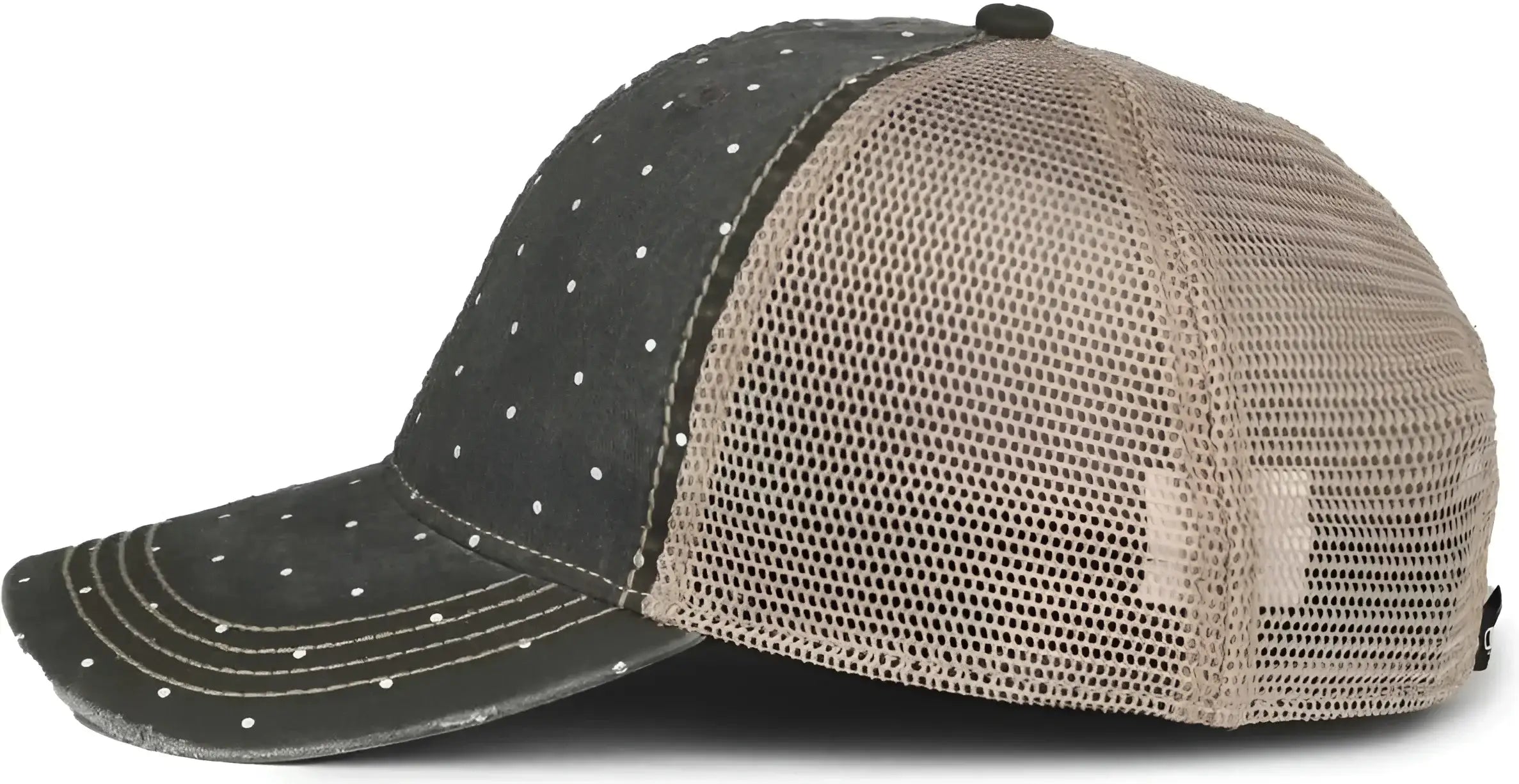 OC Sports OC801P Pattern on Front Panels and Visor Cap - Polka Dot Tea Stain - Stain / OSFM